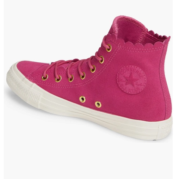 Converse Chuck Taylor All Star Scallop High Top Suede Sneaker (Women) pink 7 - Picture 8 of 9